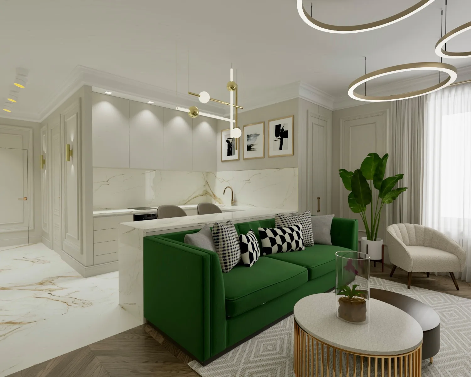 Parizien Living Room and Kitchen