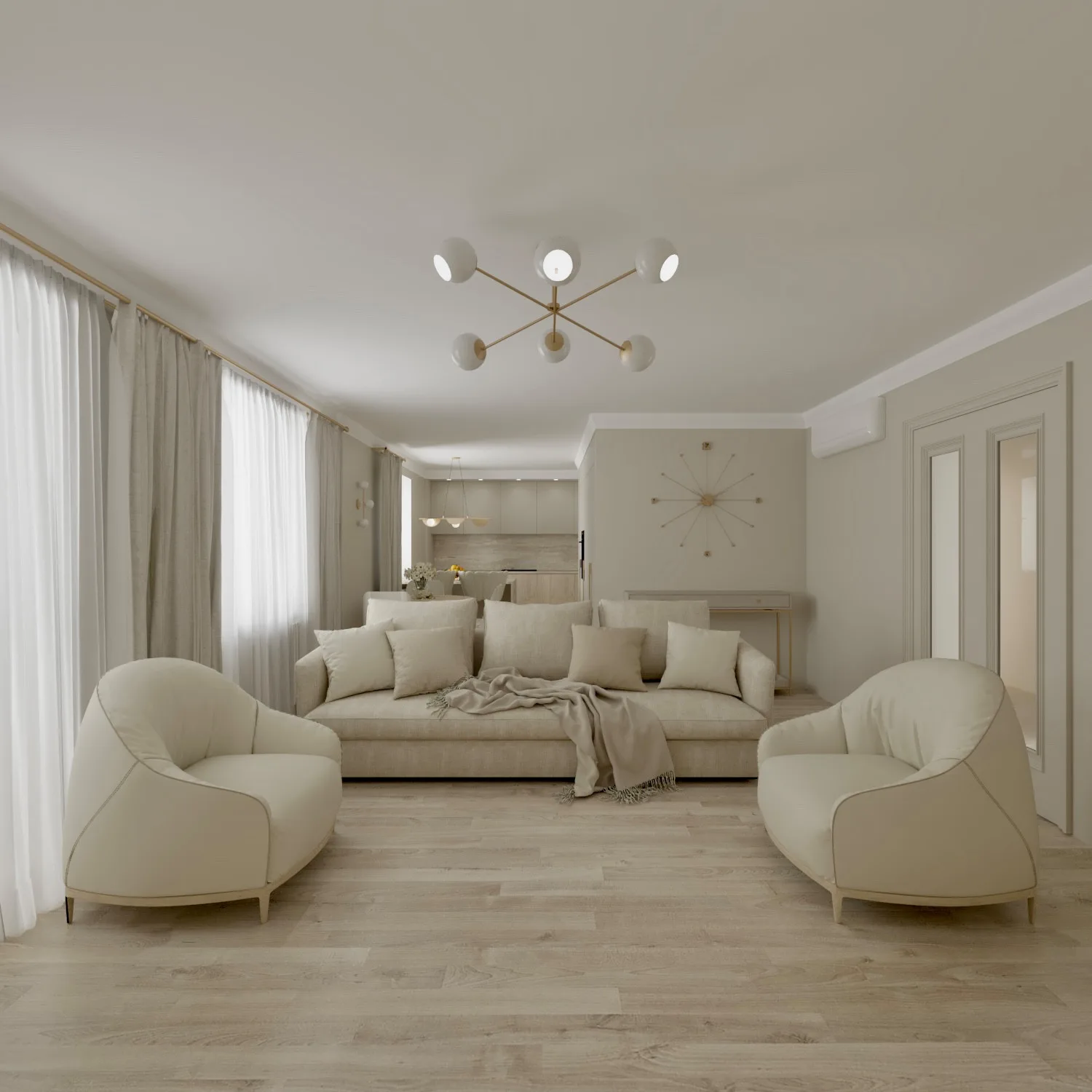 Vanilnoe Nebo Living Room, interior design project